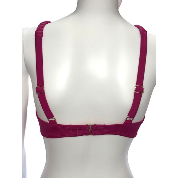 SHADE & SHORE Swim Top Womens 34B Purple Nylon Halter Braided Keyhole Design - Picture 2 of 9